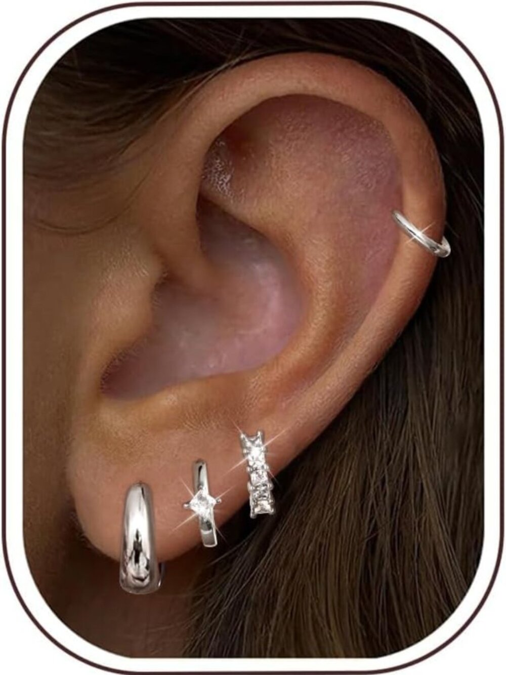 14K Gold Plated Chunky Huggie Hoop Earrings Set for Women - Stackable Style